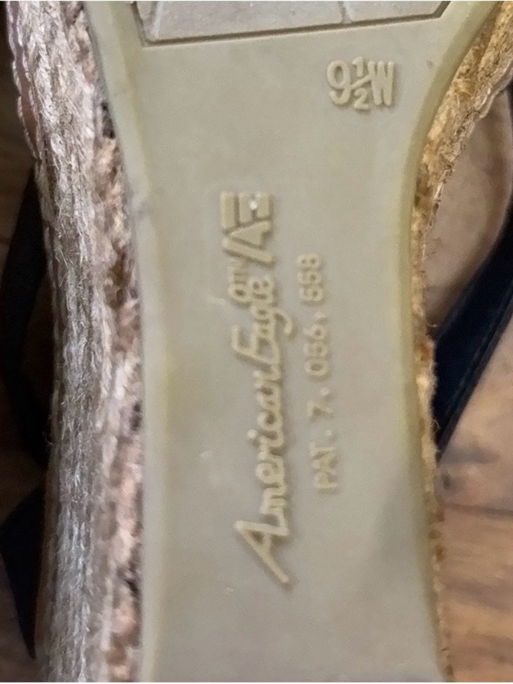 American Eagle Outfitters Navy and Cream Striped Espadrille Wedges - Picture 3 of 7